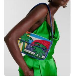 NEW STAUD women's tommy beaded shoulder bag in multicolor palm tree